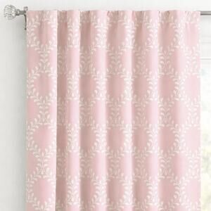 Pottery Barn Evelyn Vine Linen Blend Pink Blackout Curtains Drapes 40x78 Cottage